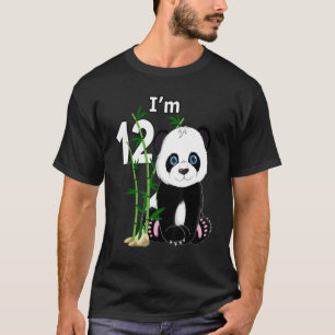 12th Birthday  12 Years Old Party Animal Panda T-Shirt