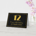 [ Thumbnail: 12th Birthday: Art Deco Inspired Look "12" + Name Card ]