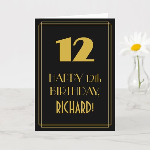 12th Birthday  Art Deco Inspired Look 12  Name Card