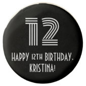 12th Birthday - Art Deco Inspired Look "12", Name Chocolate Covered Oreo (Front)