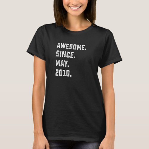 12th Birthday  Awesome Since May 2010 12 Years Old T_Shirt