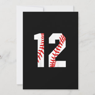 12th Birthday Baseball Big Number Twelve Invitation