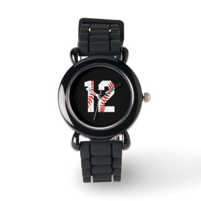 12th Birthday Baseball Big Number Twelve  Watch (Front)