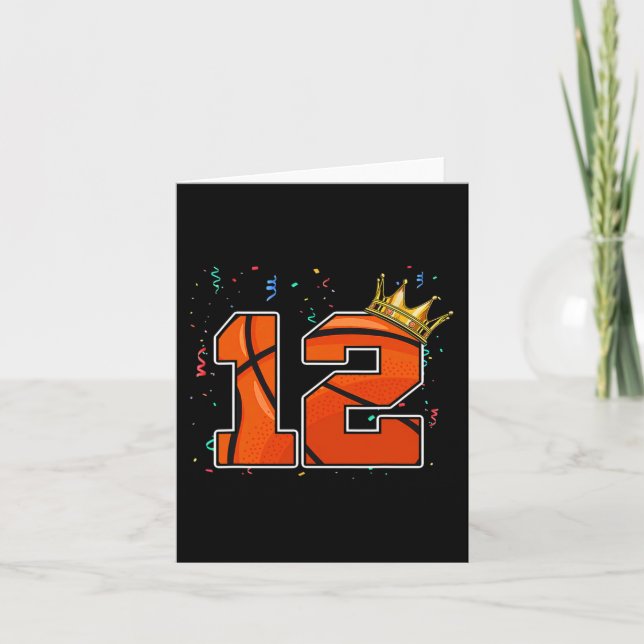 12th Birthday Basketball Big Number 12 Year Old Bo Card (Front)