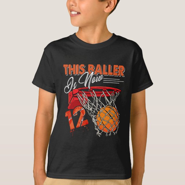 12th Birthday Basketball  Fun 12 Years Old Kids Gi T-Shirt (Front)