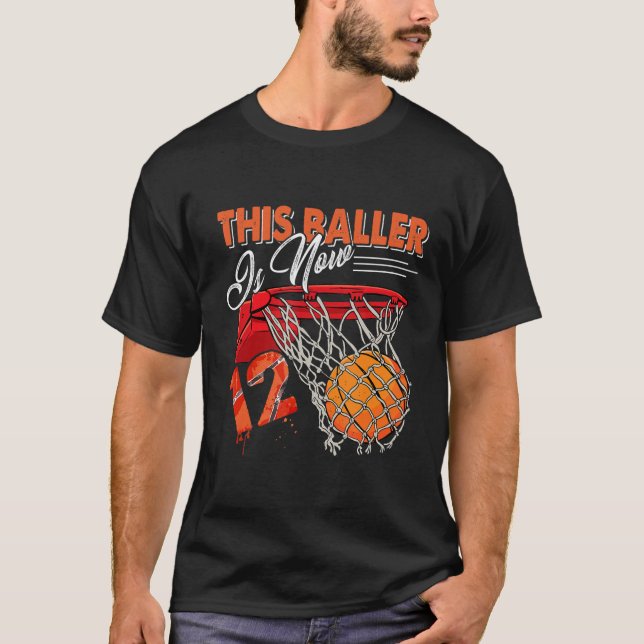 12th Birthday Basketball Funny 12 Years Old Kids T-Shirt (Front)