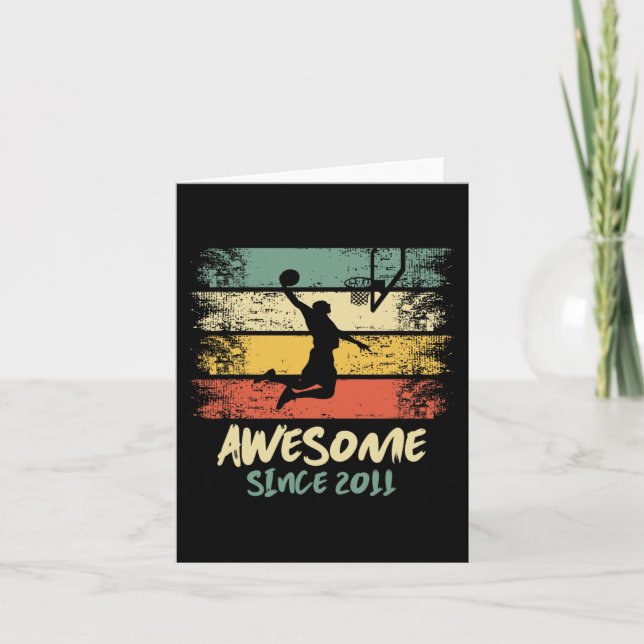 12th Birthday Basketball Player Awesome Since 2011 Card (Front)