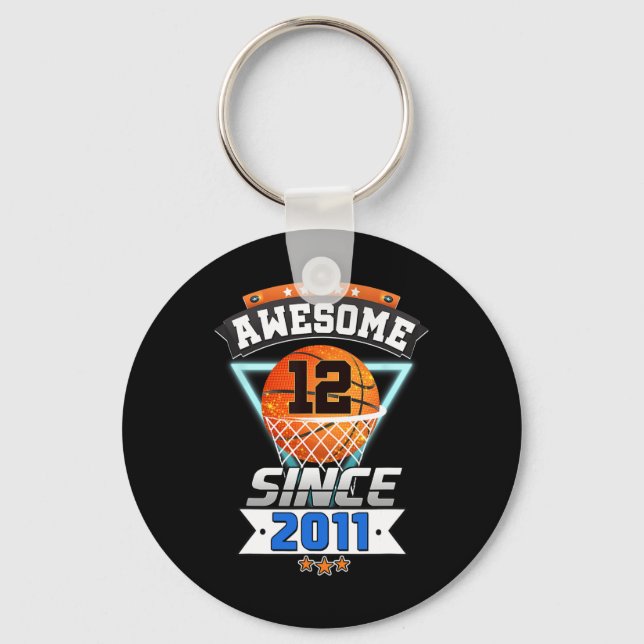 12th Birthday  Basketball Player Awesome Since 201 Keychain (Front)