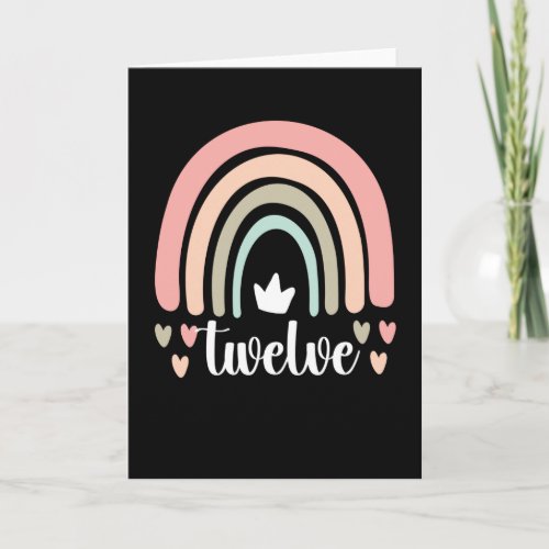 12th Birthday Boho Rainbow Party Kids 12 Years Old Card