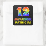 [ Thumbnail: 12th Birthday: Bold, Fun, Simple, Rainbow 12 Sticker ]