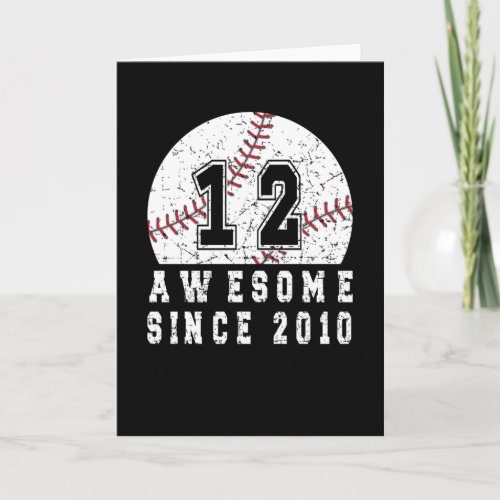 12th Birthday Born In 2010 Baseball Boy 12 Year Card