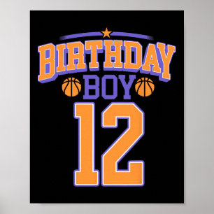 12th Birthday Boy Basketball Lover 12 Years Old Bd Poster