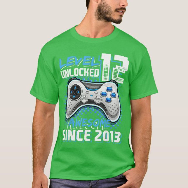 12th Birthday Boy Level 12 Gamer 12 Year Video Gam T-Shirt (Front)