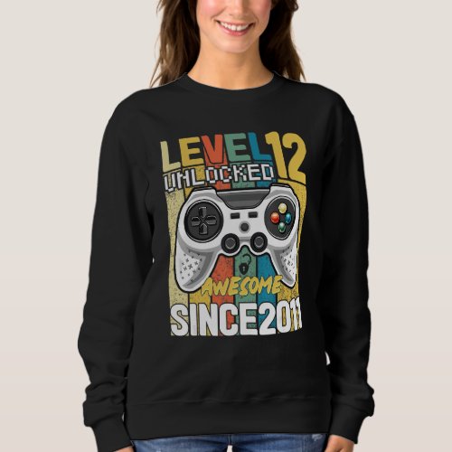 12th Birthday Boy Level 12 Unlocked Awesome 2011 V Sweatshirt