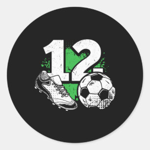 12th Birthday Boy Soccer Player Footll 12 Years Ol Classic Round Sticker