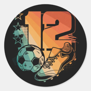12th Birthday Boy Soccer Player Footll 12 Years Ol Classic Round Sticker
