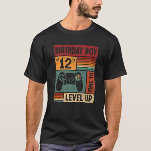 12th Birthday Boy Time To Level Up 12 Years Old Vi T_Shirt