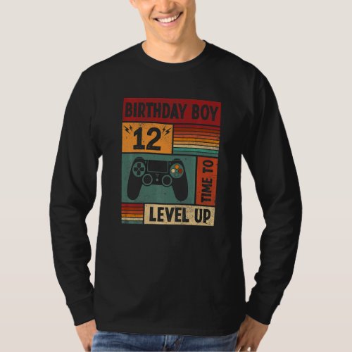 12th Birthday Boy Time To Level Up 12 Years Old Vi T_Shirt