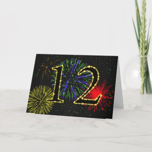 12th Birthday card with fireworks