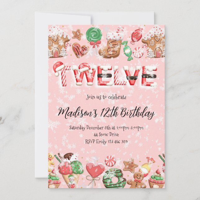 12th Birthday Christmas Party Invitation (Front)