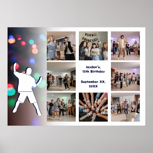 12th Birthday Dance Party Photo Collage Template Poster (Front)