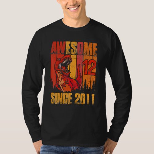 12th Birthday Dinosaur 12 Year Old Boy Awesome Sin T_Shirt
