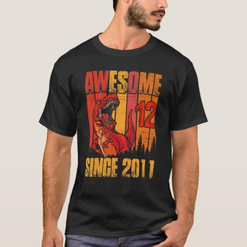12th Birthday Dinosaur 12 Year Old Boy Awesome Sin T_Shirt
