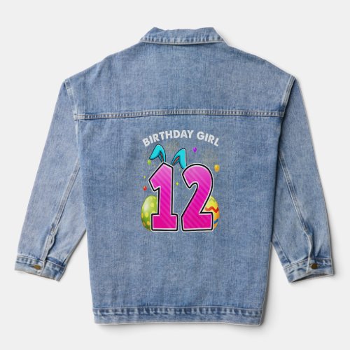 12th Birthday Easter Bunny Ears 12 Years Old Birth Denim Jacket