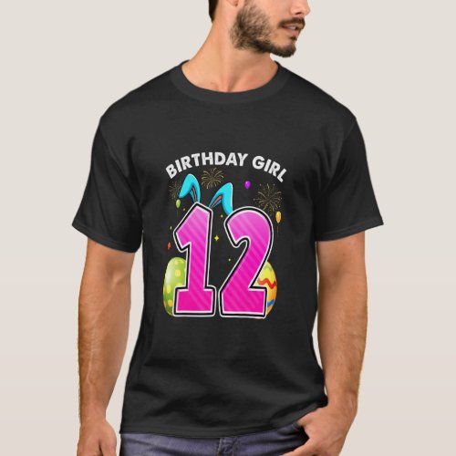 12th Birthday Easter Bunny Ears 12 Years Old Birth T_Shirt