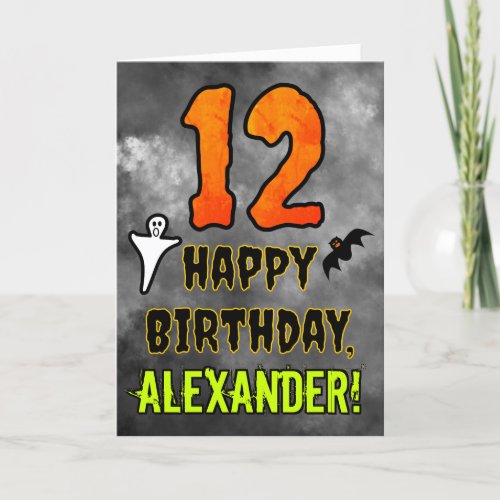 12th Birthday Eerie Halloween Theme  Custom Name Card