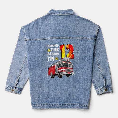 12th Birthday Fire Truck Boy Kids Firefighter 12 Y Denim Jacket