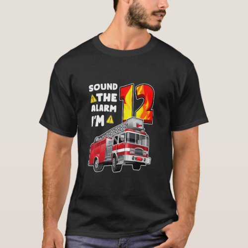 12th Birthday Fire Truck Boy Kids Firefighter 12 Y T_Shirt