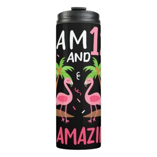 12th Birthday Flamingo  Thermal Tumbler