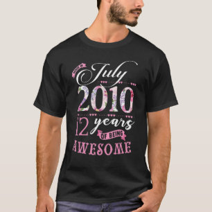 12th Birthday Floral For Womens Born In July 2010 T-Shirt