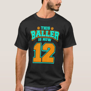 12th Birthday  For Boys Basketball 12 Years Old Ki T-Shirt