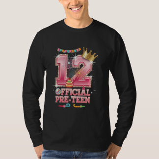 12Th Birthday For Girls 12 Years Old Official Pre- T-Shirt
