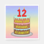 [ Thumbnail: 12th Birthday: Fun Cake and Candles + Custom Name Napkins ]