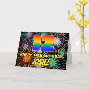 12th Birthday: Fun, Colorful Celebratory Fireworks Card