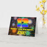[ Thumbnail: 12th Birthday: Fun, Colorful Celebratory Fireworks Card ]
