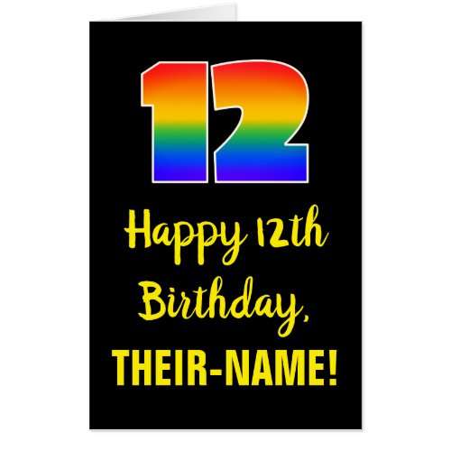 12th Birthday Fun Colorful Happy Rainbow  12 Card