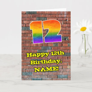 12th Birthday: Fun Graffiti-Inspired Rainbow 12 Card