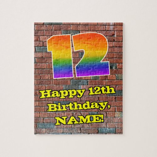 12th Birthday Fun Graffiti_Inspired Rainbow 12 Jigsaw Puzzle