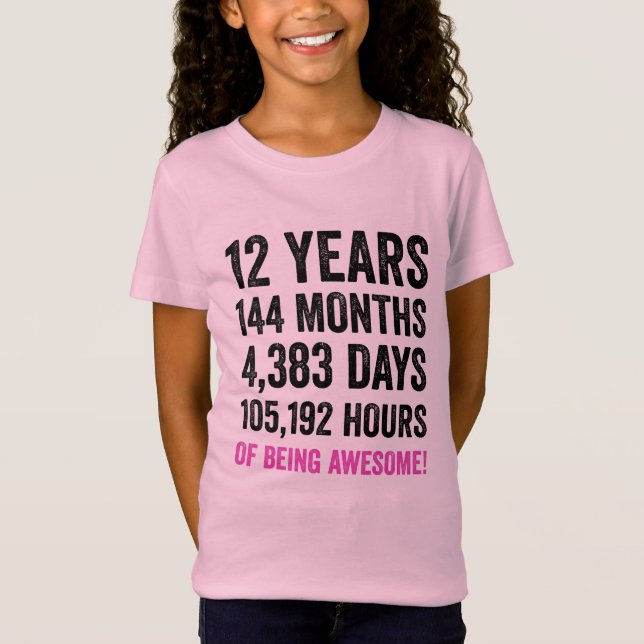 12th Birthday // Funny Girl’s Birthday Countdown T-Shirt (Front)