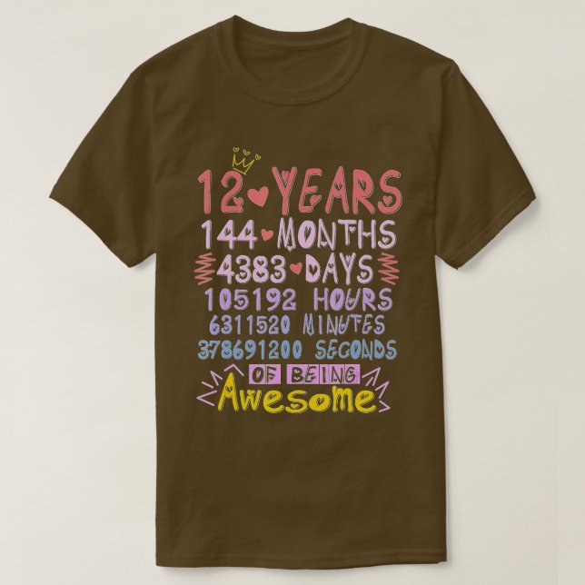12th Birthday Gift 12 Years Old Being Awesome Boys T-Shirt (Design Front)