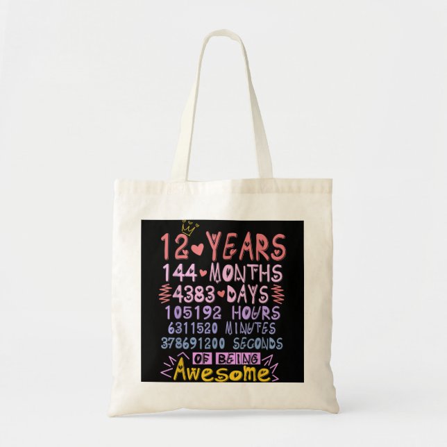 12th Birthday Gift 12 Years Old Being Awesome Boys Tote Bag (Front)