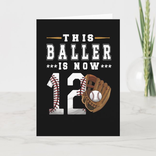 12th Birthday Gift Baseball Player 12 Year Old Boy Card (Front)