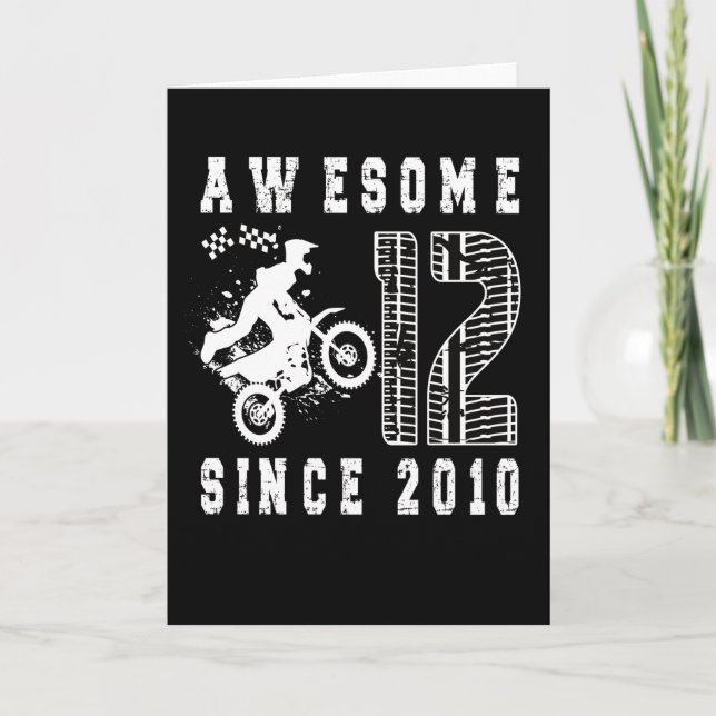 12th Birthday Gift Dirt Bike Boy Born in 2010 Card (Front)