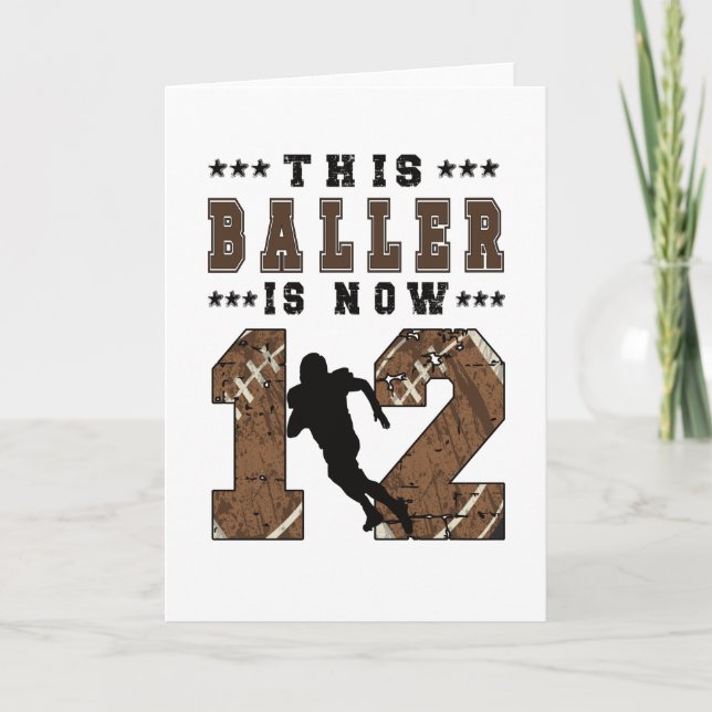 12th Birthday Gift Football Player 12 Year Old Boy Card (Front)