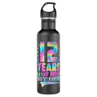 12th Birthday Gift Idea Tie Dye 12 Year Of Being A Stainless Steel Water Bottle