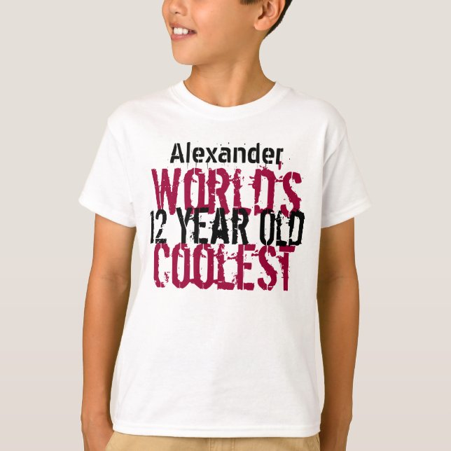 12th Birthday Gift World's Coolest 12 Year Old Boy T-Shirt (Front)
